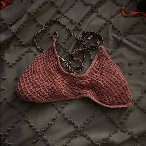 Xhilaration Crochet Bikini Top in Dusty Rose